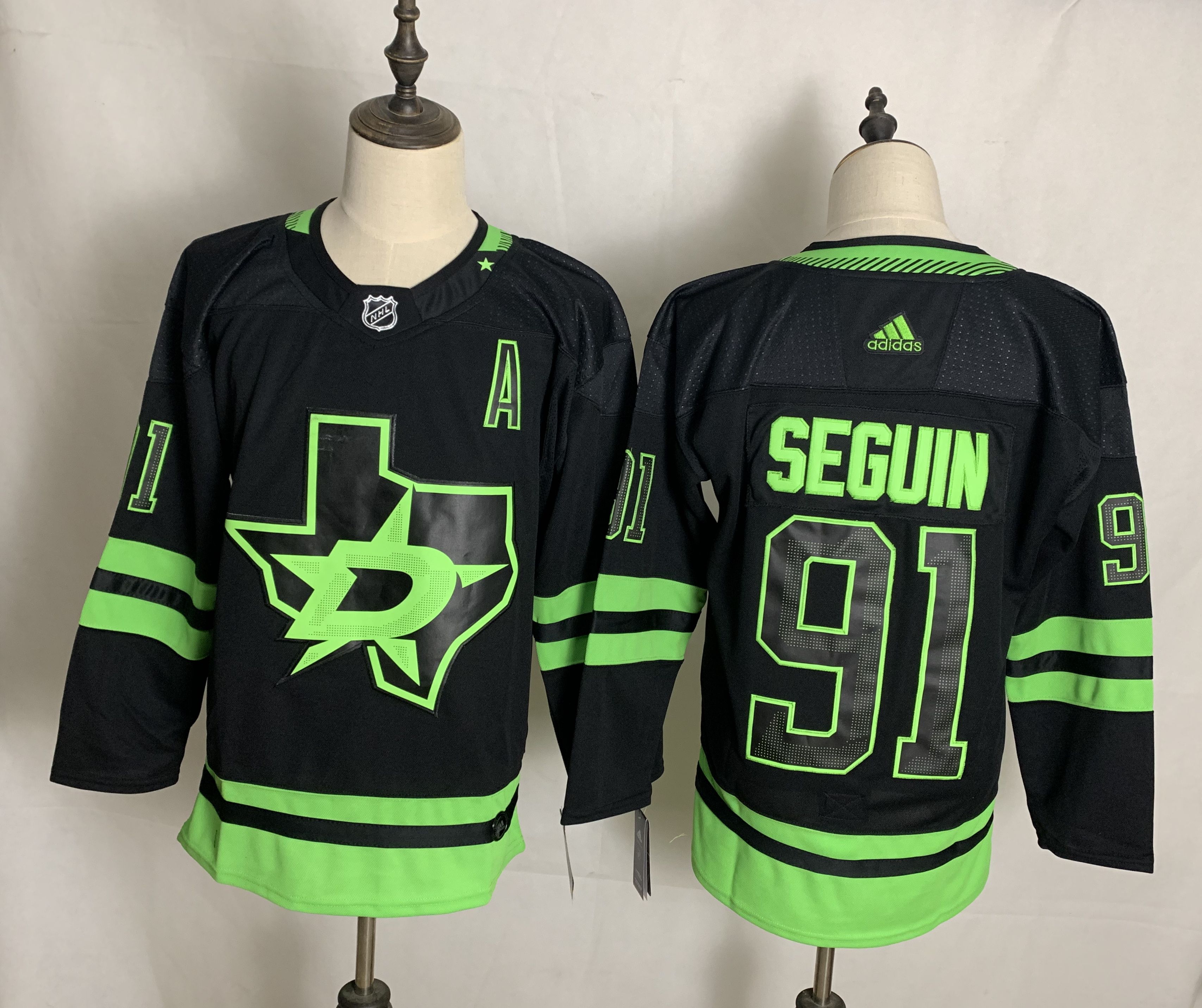 Men Dallas Stars 91 Seguin Black Authentic Stitched 2020 Adidias NHL Jersey